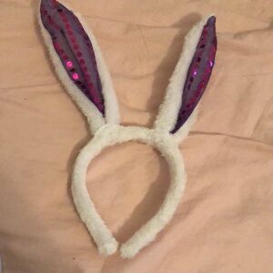 White and Pink Easter Bunny Ear Headband